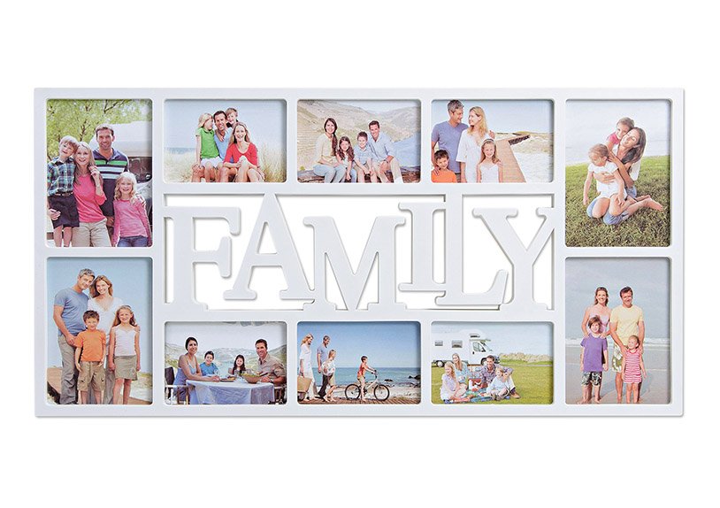 Familiefotolijst voor 10 foto's, gemaakt van kunststof, B71 x H36 cm