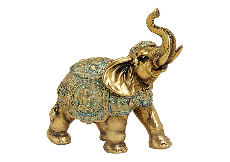 Elefante de poli oro, (c/h/d) 15x16x7cm