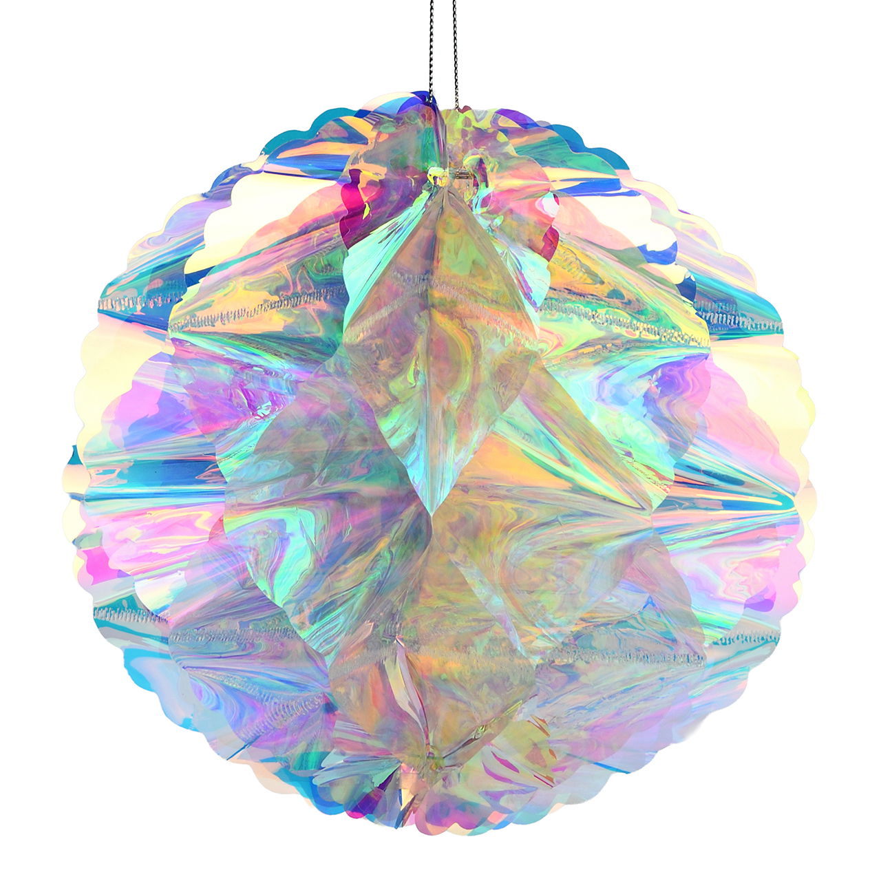 Percha 3D bola iridiscente de plástico plateado (A/A/A) 20x20x20cm Zubehor, Kristall, Mineral, Ornament, Edelstein