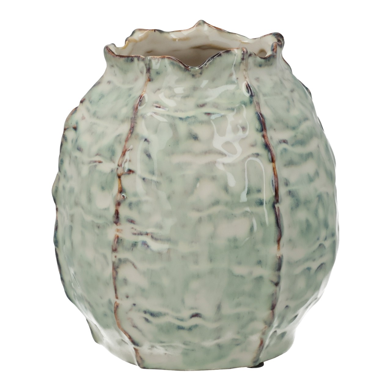 Vaso in terracotta verde (L/A/P) 14x15x14 cm Vase, Keramik, Raku, Glasiert, Mintgrün