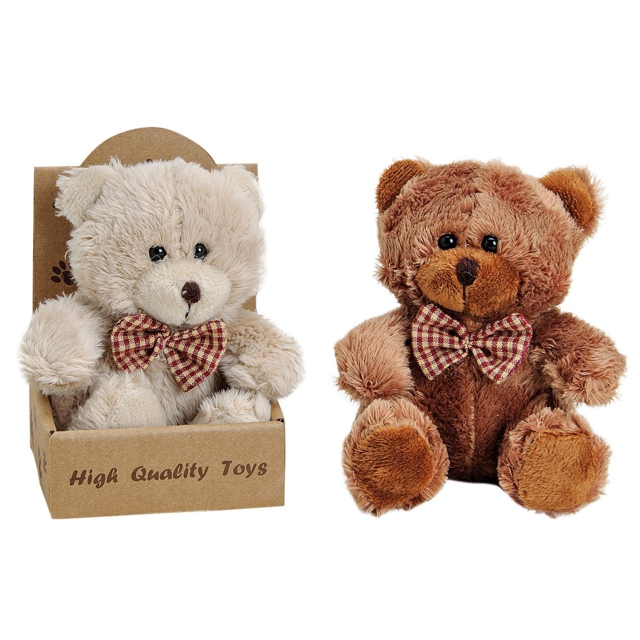 Bär, Plüsch in braun, 2-fach sortiert, 12 cm Plüschtiere, Teddybär, Kuscheltier, Bärenmuster, Boxendisplay