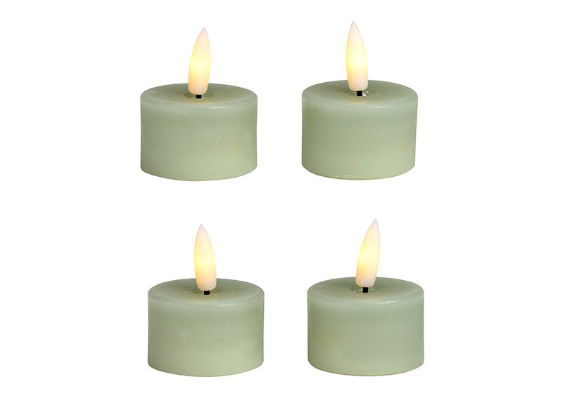 LED tea lights set of 4, made of wax sage (W/H/D) 4x4x4cm battery operation 4xCR2032 not included
