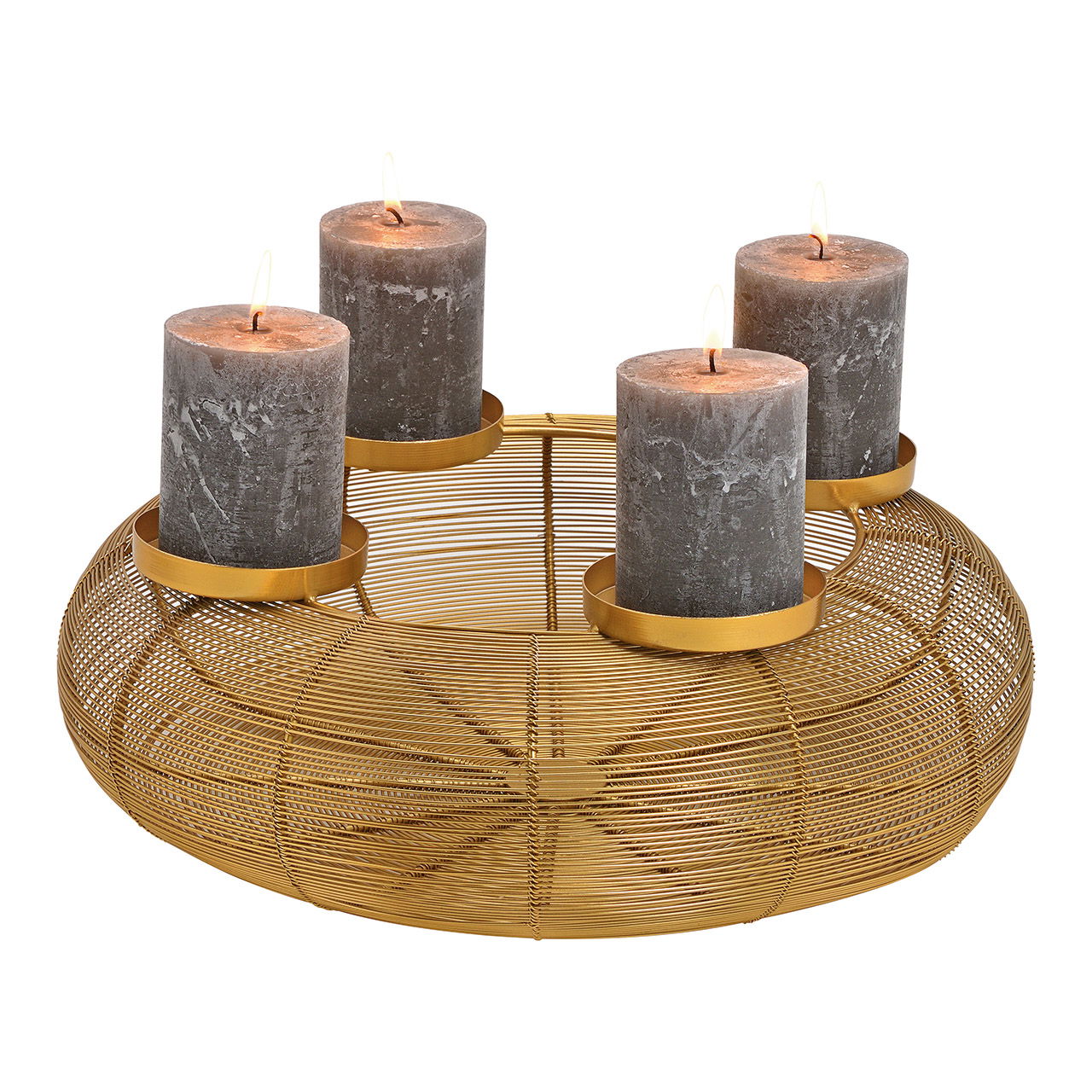 Adventskranz Korb aus Metall, Gold (B/H/T) 38x13x38cm Geburtstagstorte, Sahne, Nachtisch, Essen, Kerze