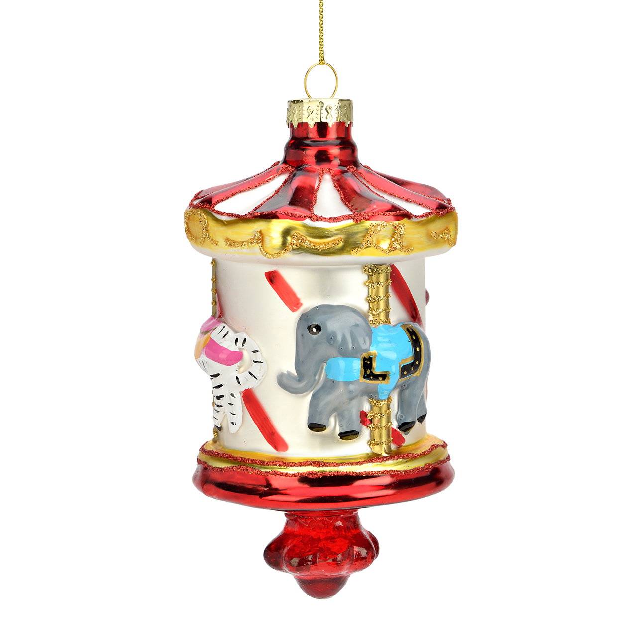 Christmas hanger carousel made of colorful glass (W/H/D) 7x13x7cm