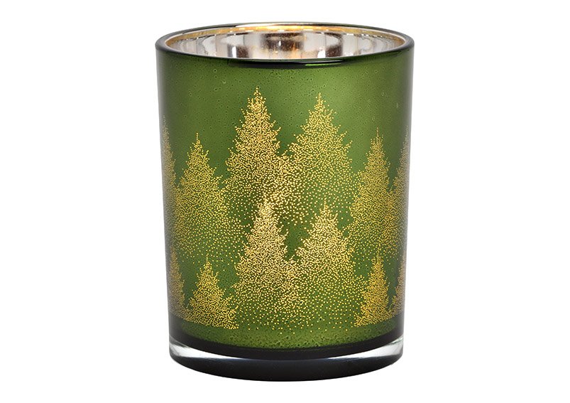 Luce del vento decorazione foresta invernale in vetro verde (W/H/D) 10x12x10cm