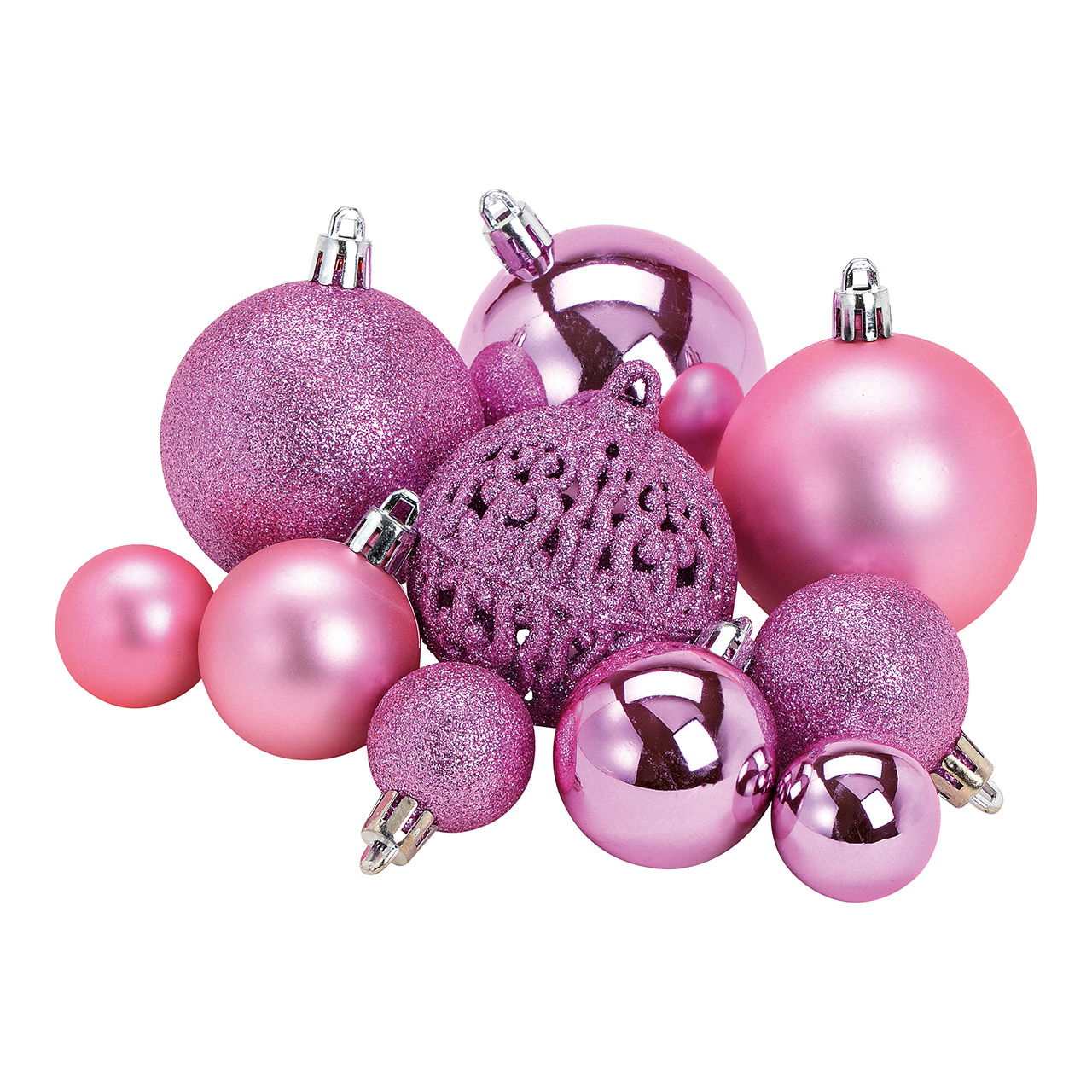 Weihnachtskugeln aus Kunststoff, 100er-Set, Rose Ø3/4/6cm (B/H/T) 35x23x12cm Zubehor, Ohrring, Schmuck, Perle