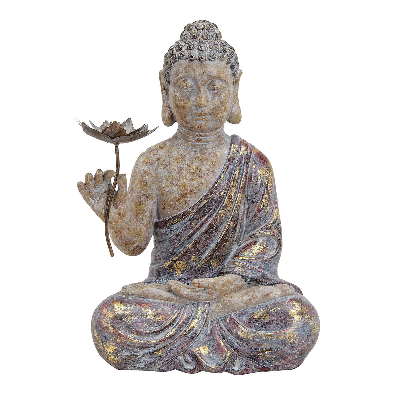 Bouddha assis en rouge/brun en poly, L35 x P24 x H48 cm Bouddha assis en rouge/brun en poly, L35 x P24 x H48 cm