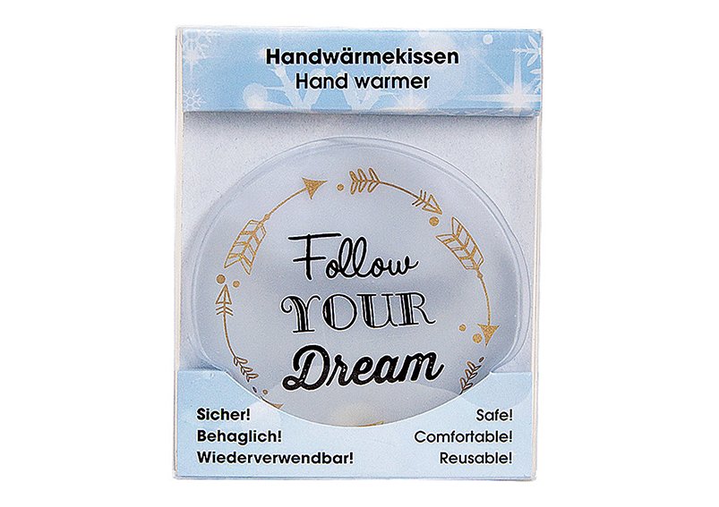 Pocket warmer spreuken -Wild and Free- + -Follow your dream- gemaakt van plastic Zwart 2-vouwig, (B/H/D) 9x9x1cm