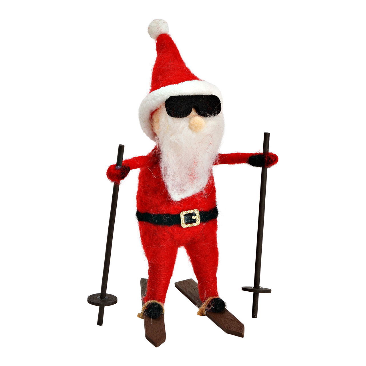 Figur Nikolaus auf Skier aus Filz, Rot (B/H/T) 8x12x9cm