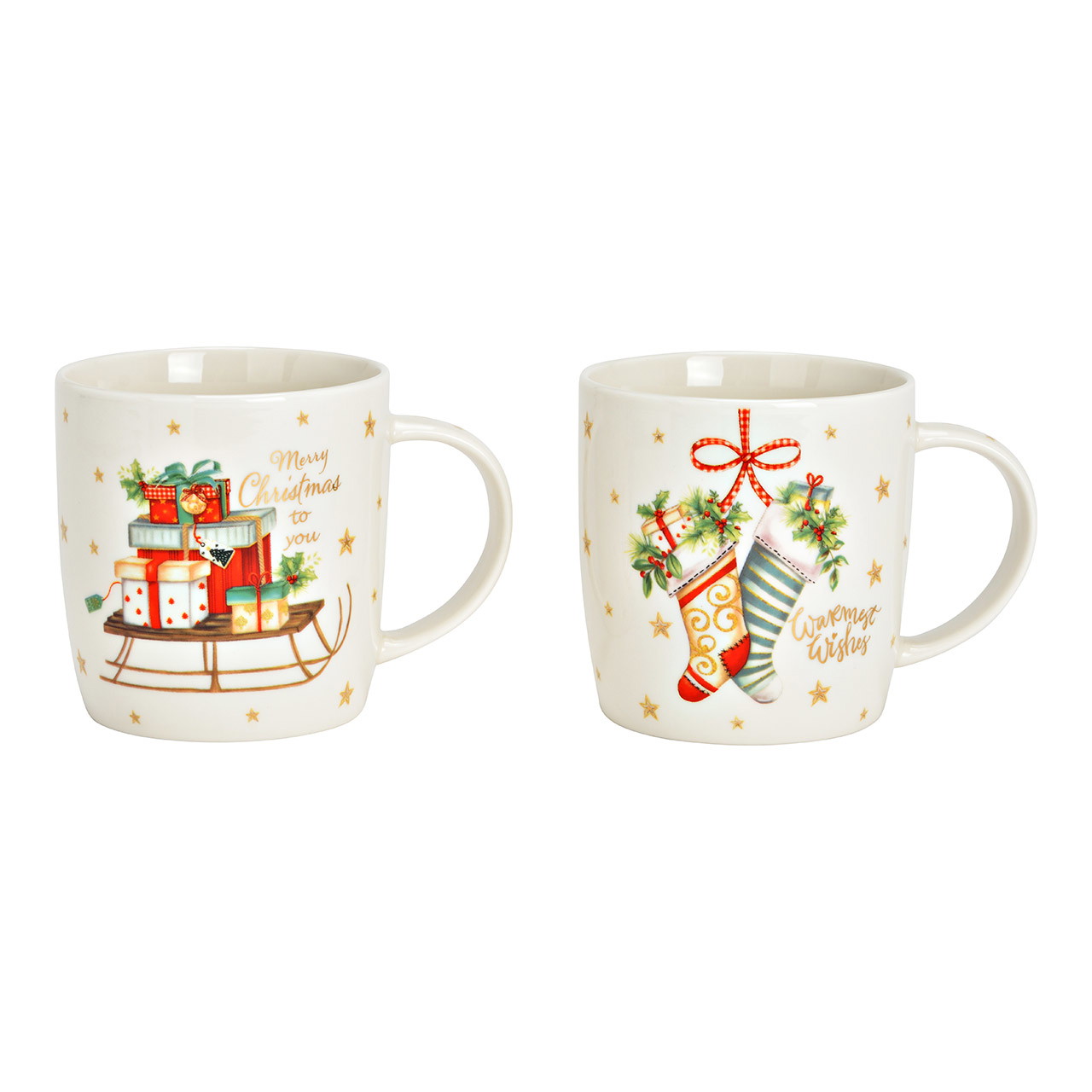 Porcelanowy kubek z motywem swiatecznym, podwójny, kolorowy (szer./wys./gl.) 12x9x8 cm, 350 ml Porcelanowy kubek z motywem swiatecznym, podwójny, kolorowy (szer./wys./gl.) 12x9x8 cm, 350 ml