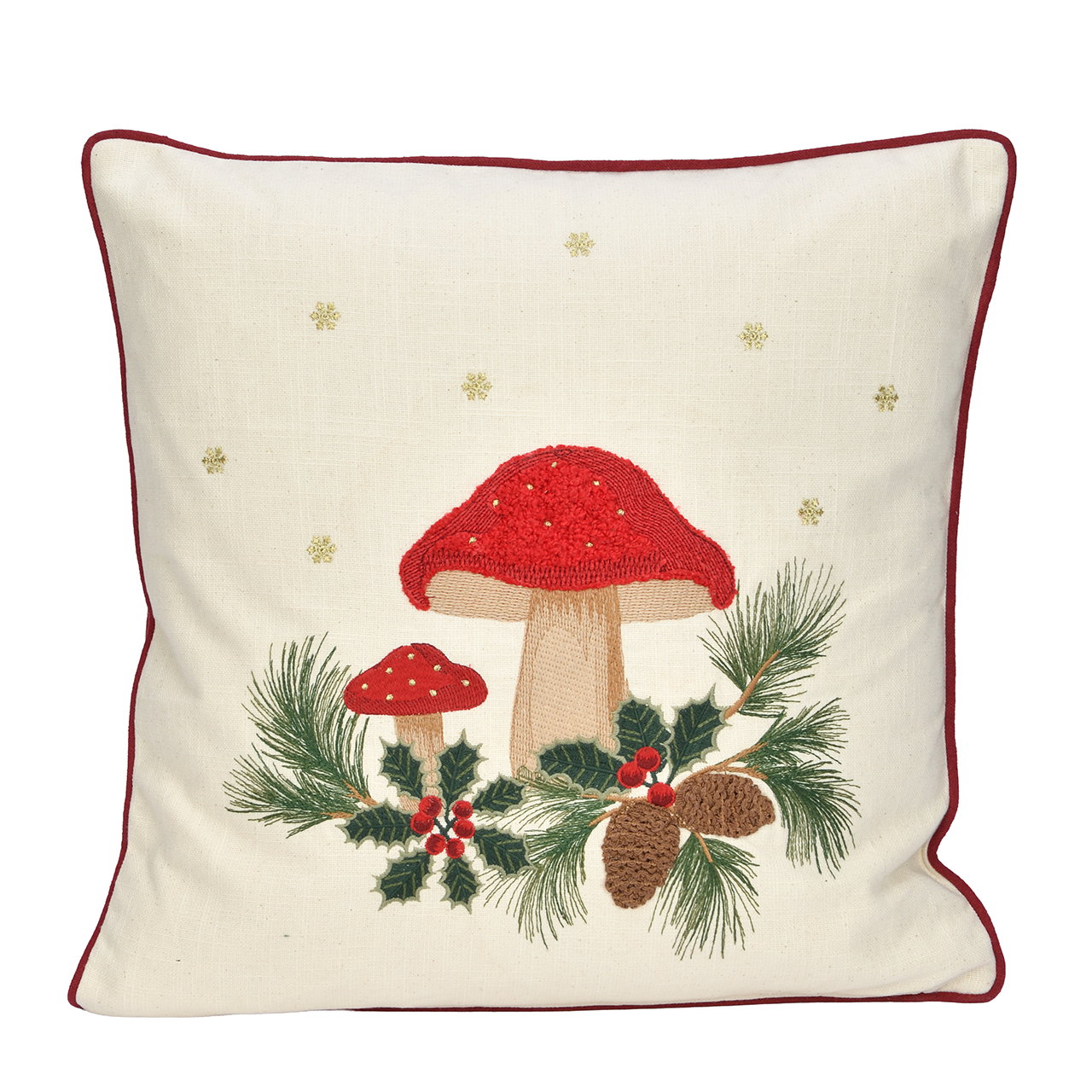 Kissen, Möbelkissen, Pilz, Weihnachten, Stickerei