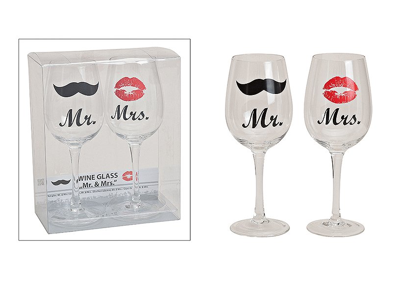 Wine glass-set mr.&mrs. 2 pcs. 430ml 22cm h