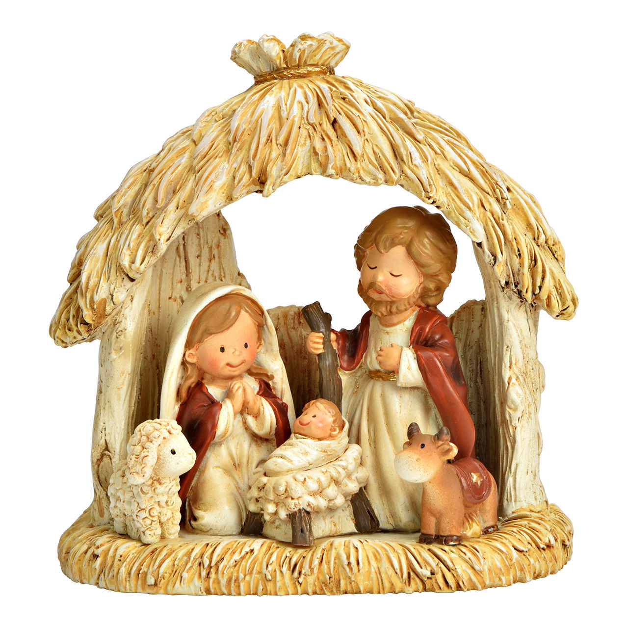 Krippenszene aus Poly, Beige (B/H/T) 10x10x5cm Figur, Puppe, Person, Baby, Gesicht