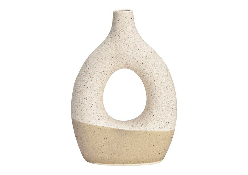 Vase aus Porzellan beige (B/H/T) 14x19x7cm nur für Trockenblumen