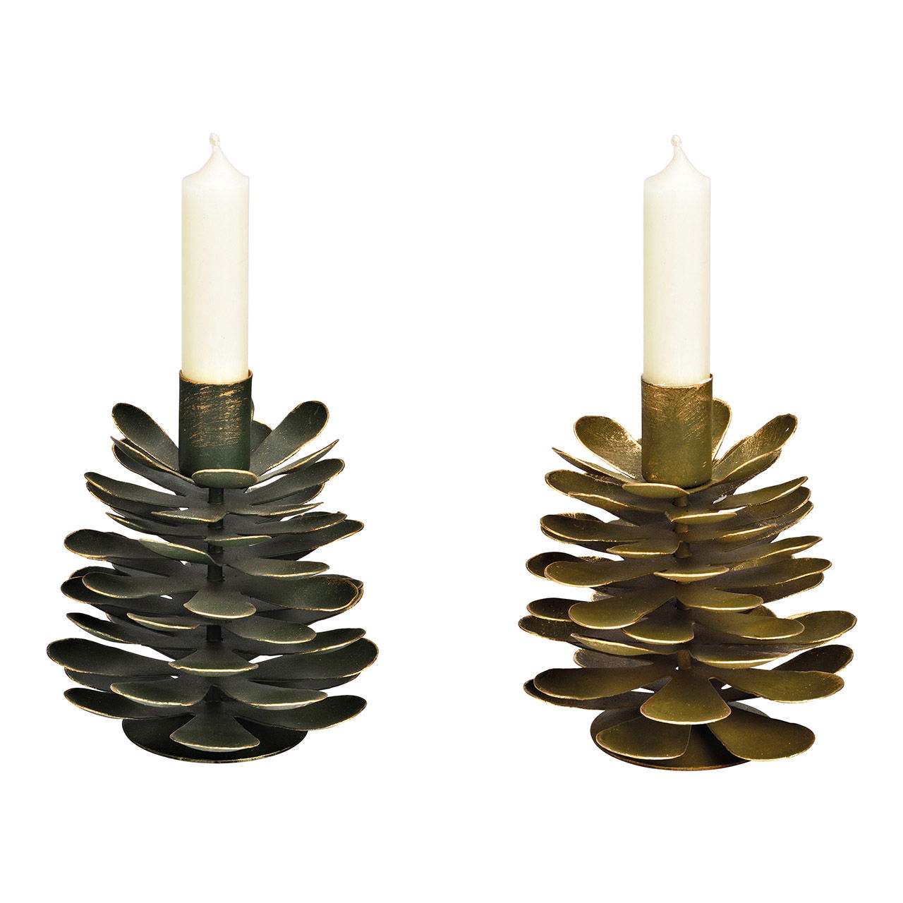 Candle holder fir tree made of metal green 2-fold, (W/H/D) 12x13x12cm