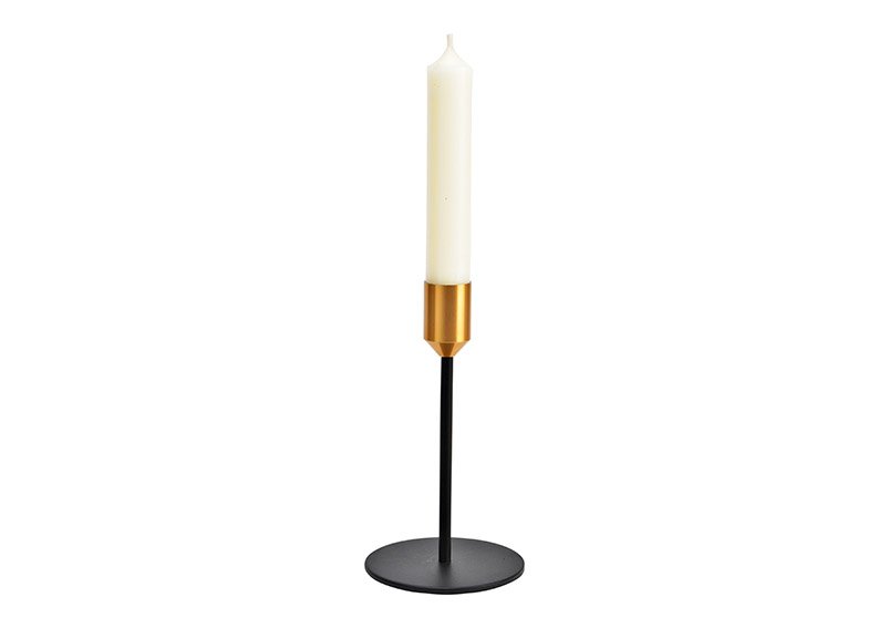 Metal candle holder gold (W/H/D) 8x16x8cm