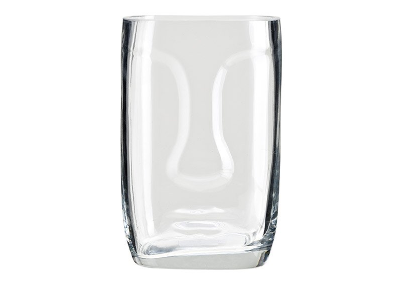 Vase face of glass Transparent (W/H/D) 13x20x11cm