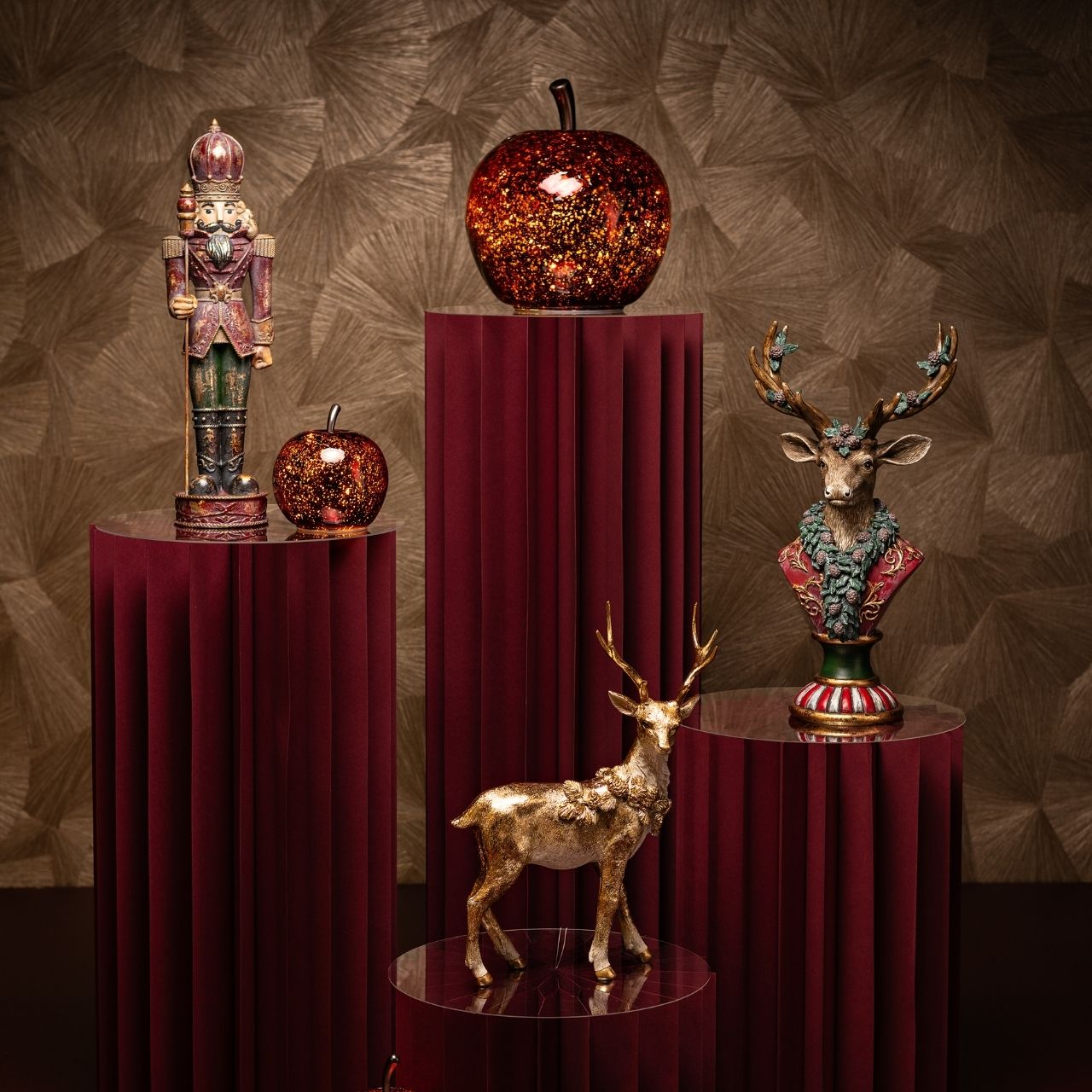 Casse-noix en poly Coloré (L/H/P) 11x39x10cm deko, weihnachten, rentier, nutcracker, globus