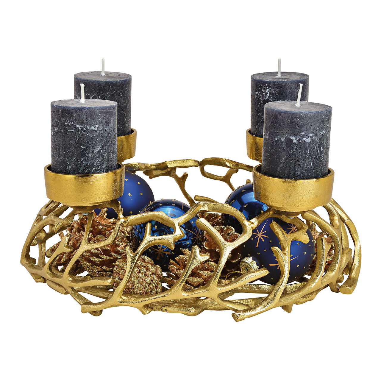 Adventskranz Korb aus Metall, Gold (B/H/T) 38x15x38cm Adventskranz Korb aus Metall, Gold (B/H/T) 38x15x38cm