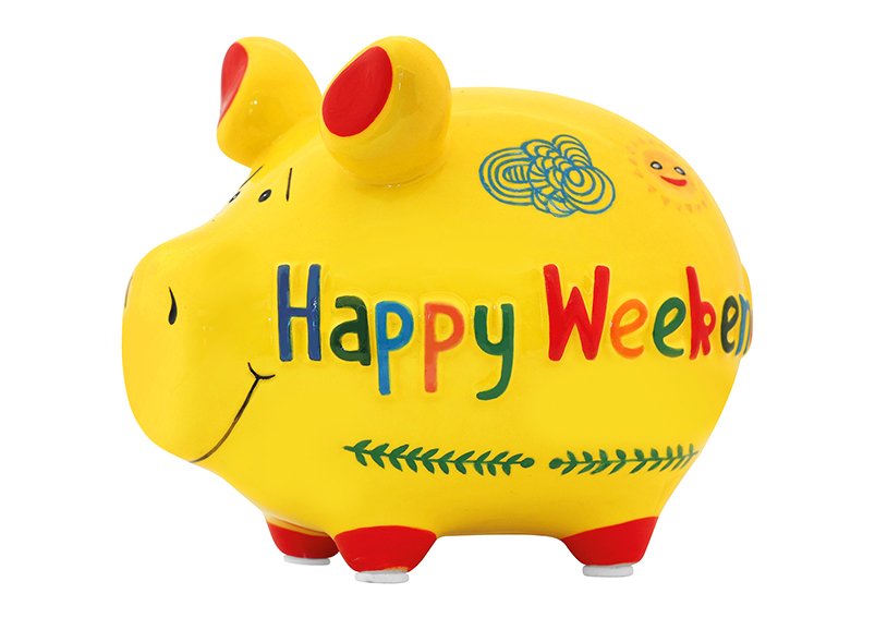 KCG Happy Weekend keramische spaarpot, kleurrijk (B/H/D) 12x9x9cm