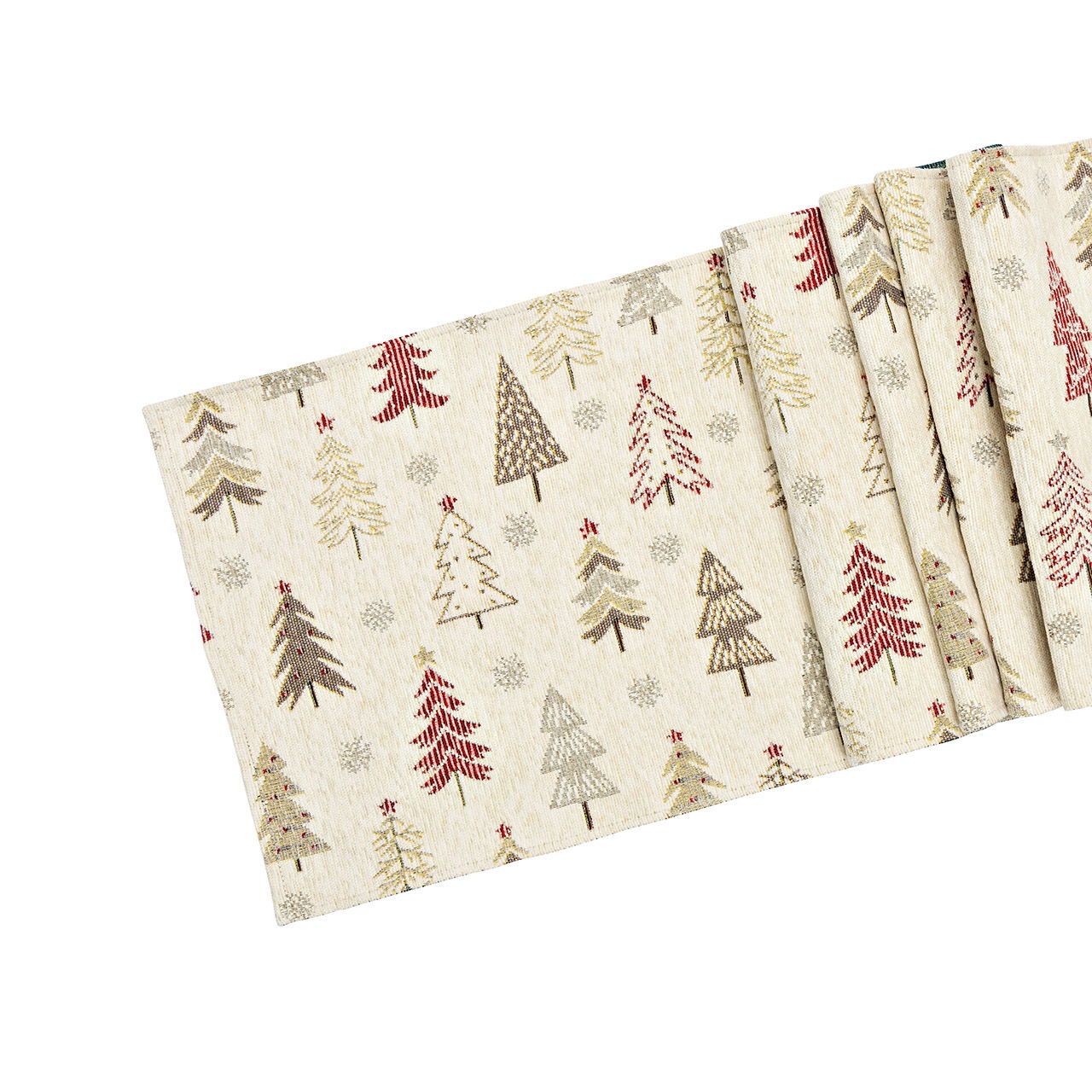 Tischläufer Tannenbaum Dekor aus Textil, Beige (B/H) 183x33cm