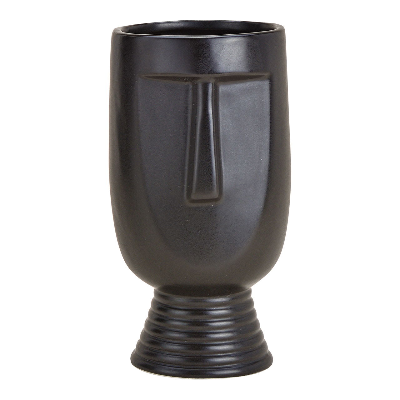 Vaso faccia in ceramica nera (L/H/D) 11x20x11cm