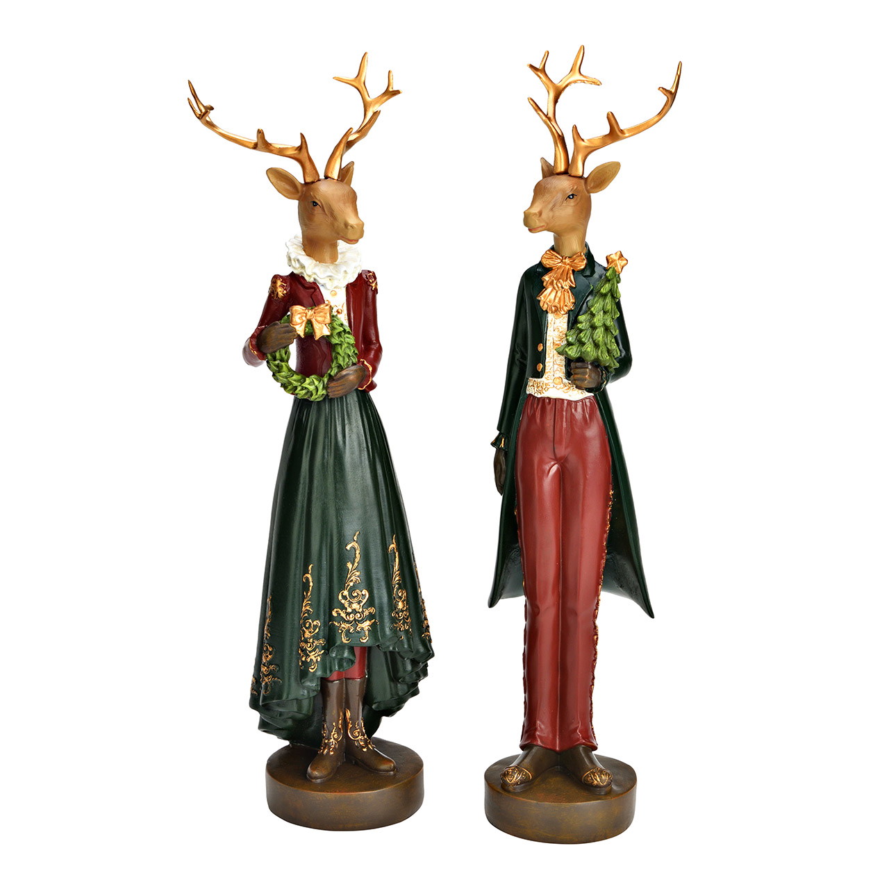 Deko-Figur, Rentier, Weihnachtsfigur, Hochzeitskostüm, Grüne Robe