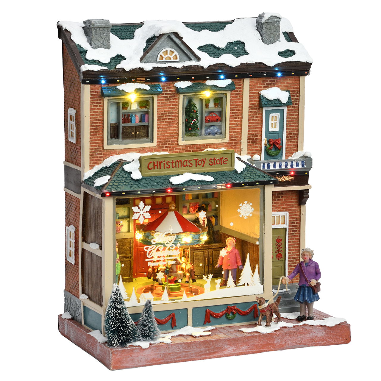 Scena invernale Vetrina di un negozio di giocattoli natalizio con movimento, LED, musica con adattatore in polietilene Colorato (L/H/D) 22,6x28,5x13,5 cm Bonbons, Kind, Weiblich, Mädchen, Person