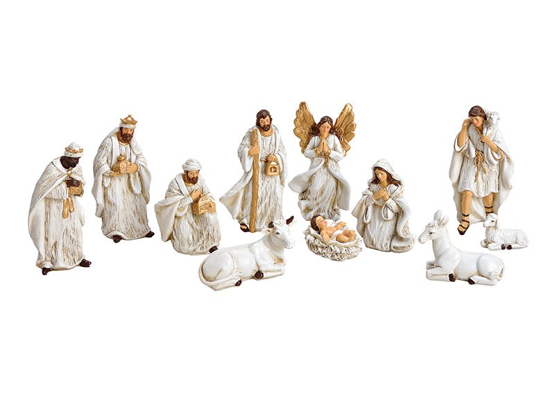 Nativity figures set of 11, poly, antique white, (h) 4-15cm