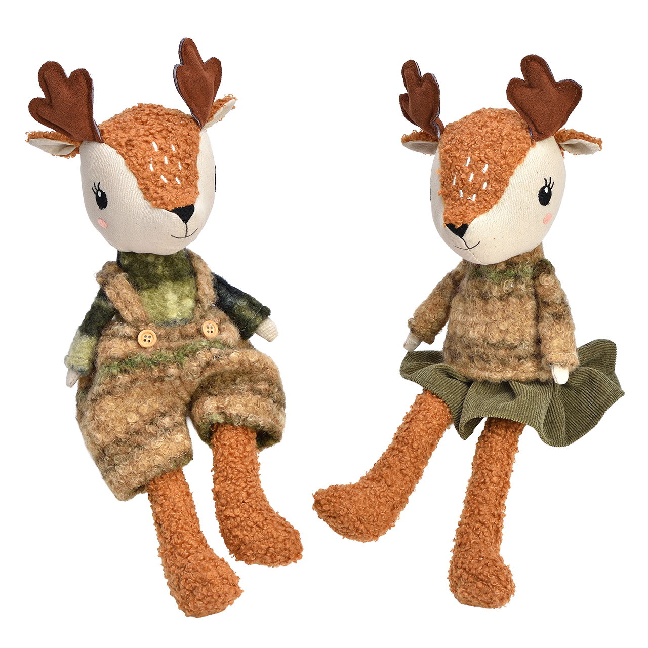 Hirsch Kantenhocker aus Textil Braun 2-fach sortiert (B/H/T) 12x36x10cm Plüsch, Spielzeug