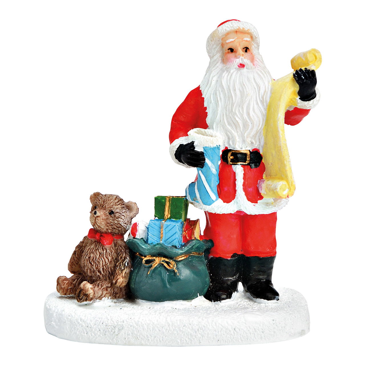 Miniature Santa Claus bringing presents made of poly colorful (W/H/D) 6x8x4cm