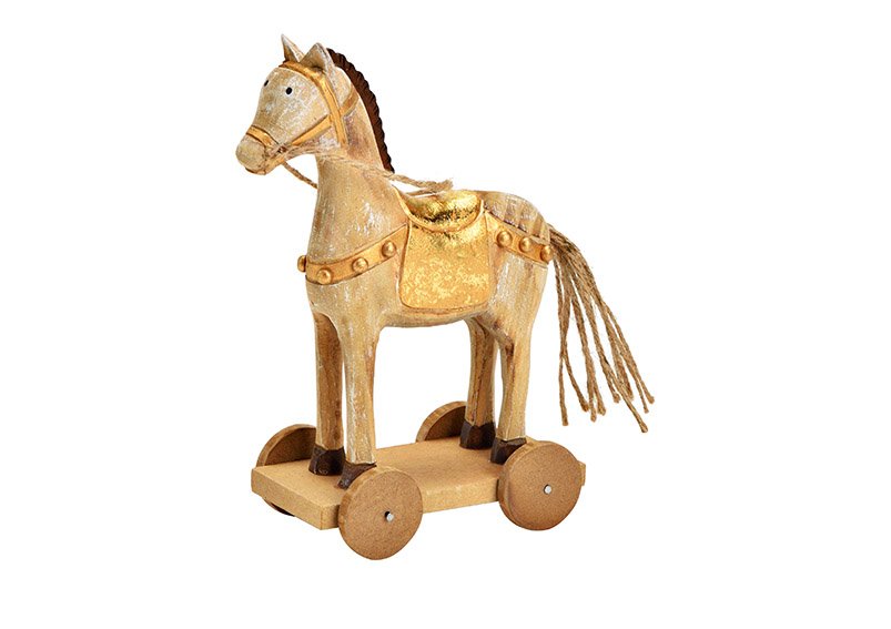 Pferd aus Holz Gold (B/H/T) 13x18x6cm