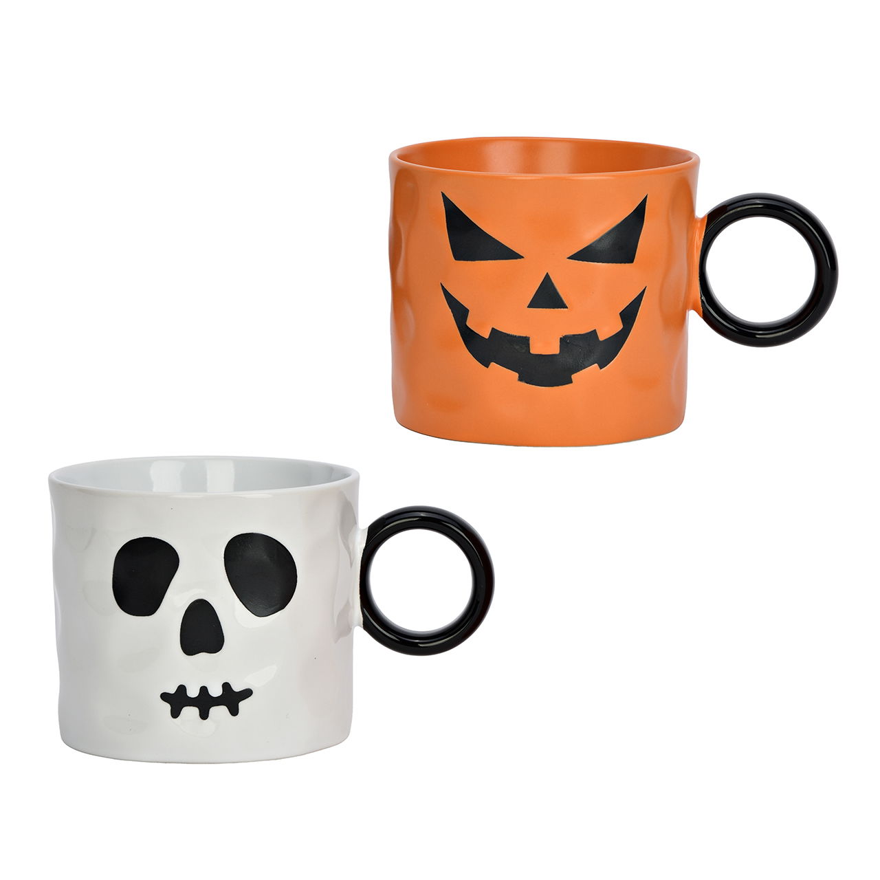 Halloween-Tasse, Jack-o’-Lantern-Tasse, Schädel-Tasse, orange Tasse, schwarzer Henkel