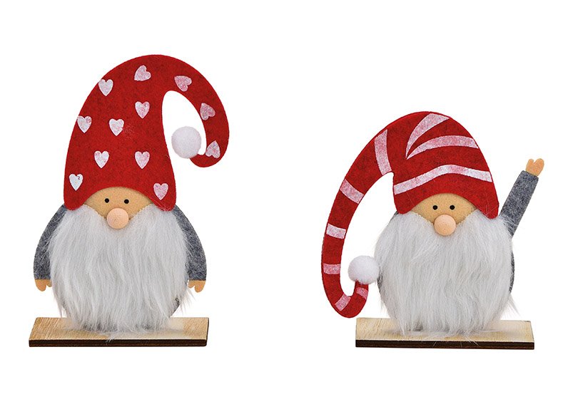 Santa made of felt red, white, gray 2-fold, (w / h / d) 12x13x4cm 10x16x4cm