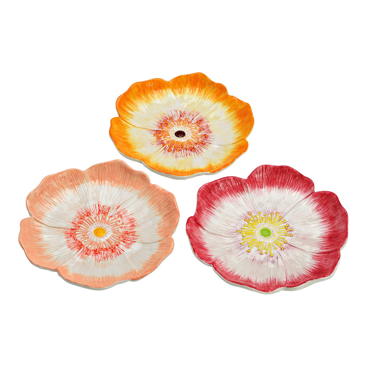 Piatto fiore in ceramica, triplo, arancio/rosa (L/H/D) 22x3x22cm Blume, Pflanze, Blütenblatt, Ein anderes, Pilz