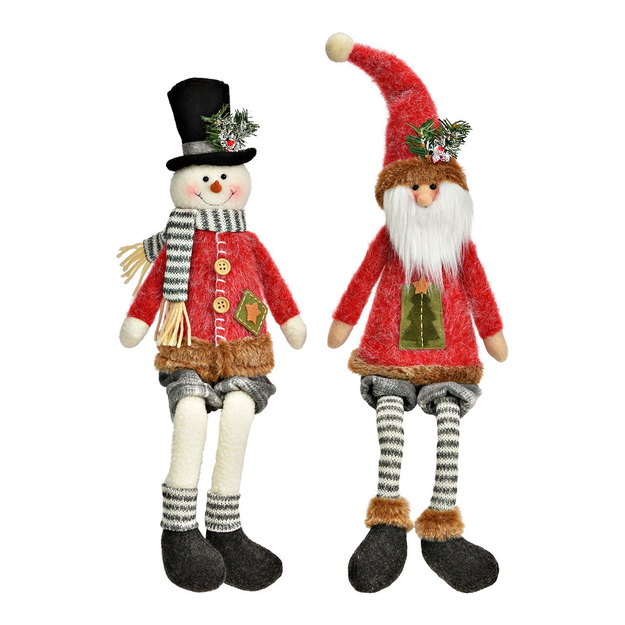 Kantenhocker Nikolaus/Schneemann aus Textil, 2-fach, Rot (B/H/T) 16x50x8cm