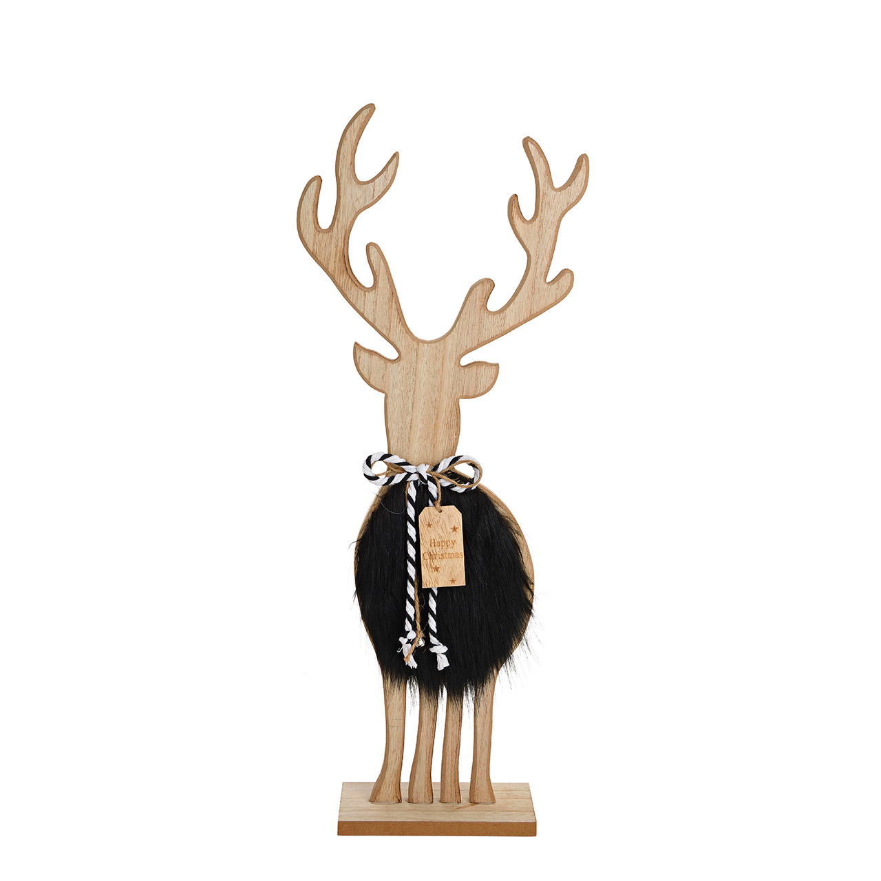 Stand deer with artificial fur made of wood black (w / h / d) 22x58x6cm