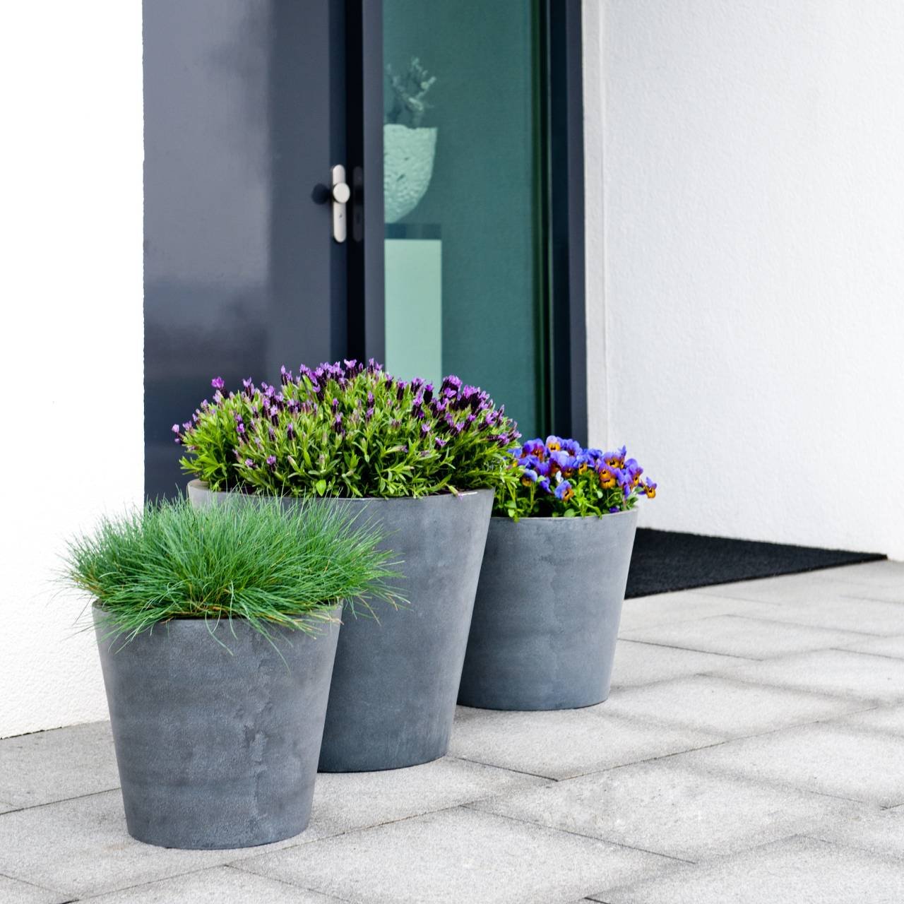 Fiberstone flower pot gray (W/H/D) 50x40x50cm