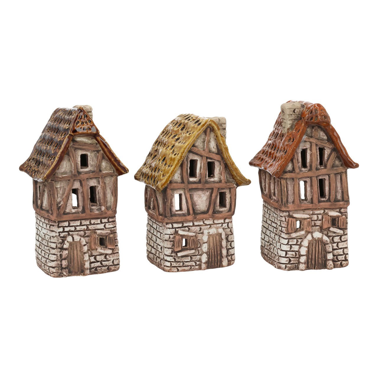 Gres linterna casa marrón 3 surtidos (A/A/P) 7.2x14.1x7.4cm Auf dem Land, Hütte, Natur, Im Freien, Ländlich