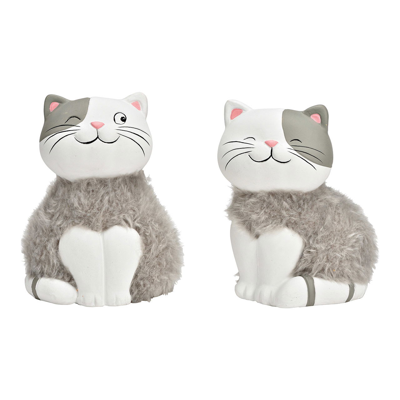Katze aus Ton grau 2-fach, (B/H/T) 12x16x10cm Katze aus Ton grau 2-fach, (B/H/T) 12x16x10cm