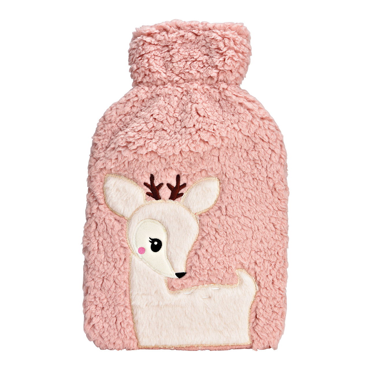 Hot water bottle fawn plush cover 1.7L made of plastic pink/pink (W/H/D) 21x34x4cm