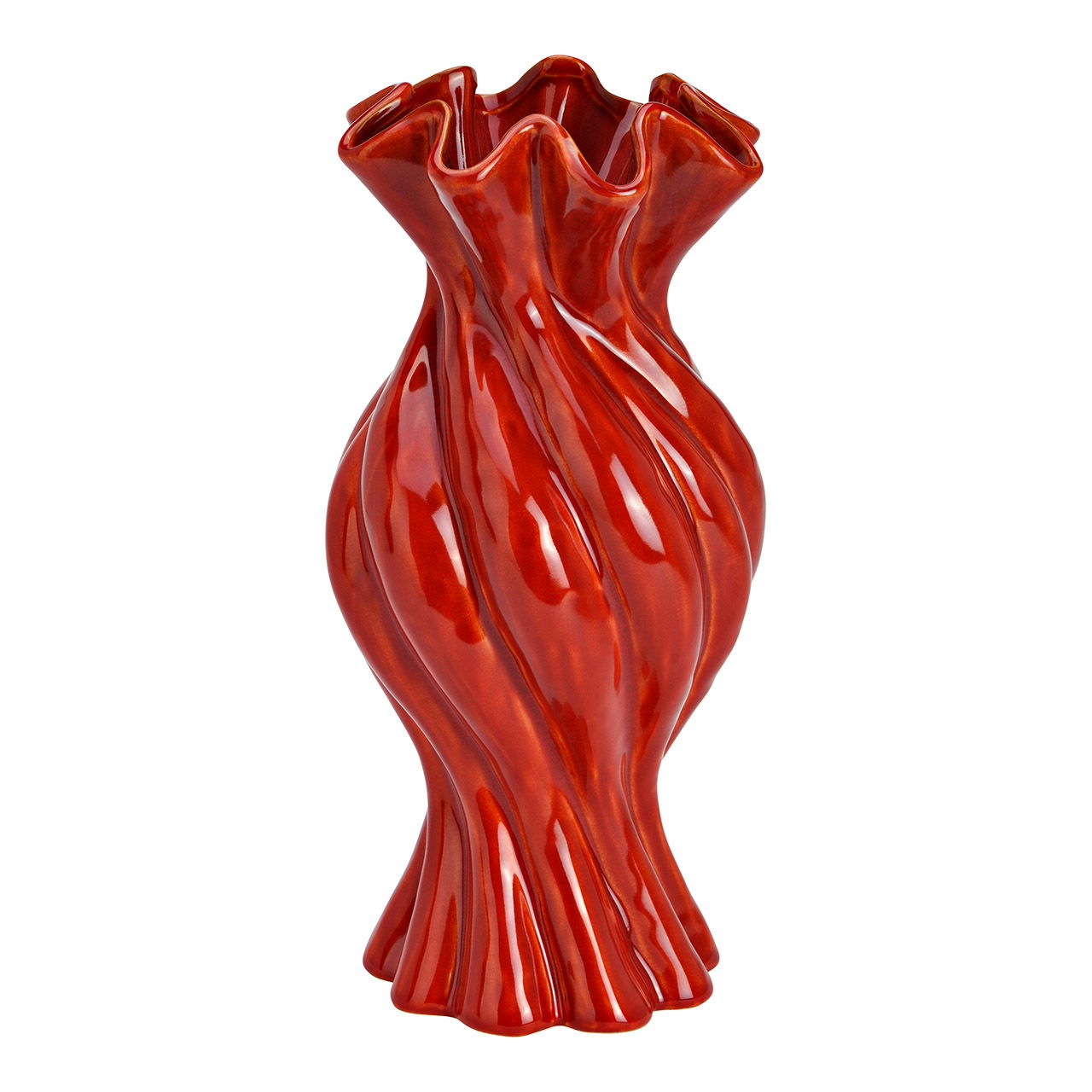 Vaso in terracotta TWIST, rosso terracotta (L/H/D) 14x30x14cm Krug, Töpferei, Vase