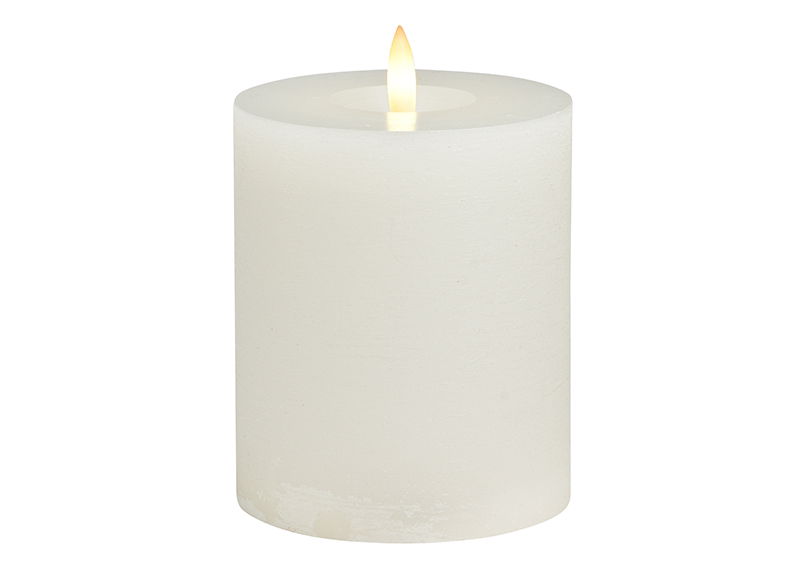 Candle LED white, flickering light, exclusive 3xAA made of wax (W/H/D) 10x12x10cm