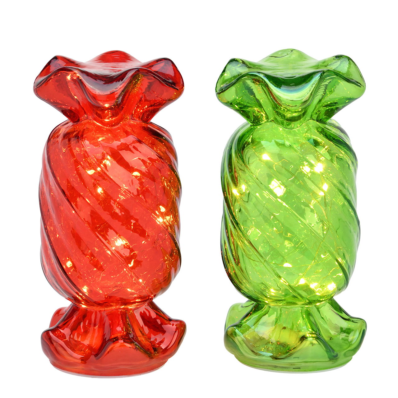LED Bonbon aus Glas Rot 2-fach sortiert (B/H/T) 9x20x9cm exkl. 3xAAA Krug, Töpferei, Vase, Person