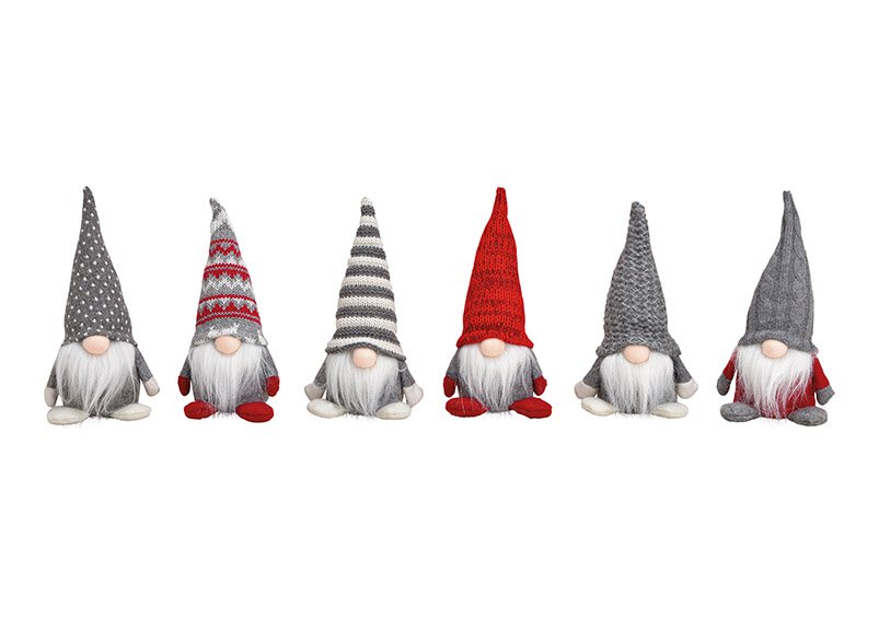 Babbo Natale segreto in tessuto grigio, rosso, bianco 6 pieghe, (L/H/D) 7x18x7cm