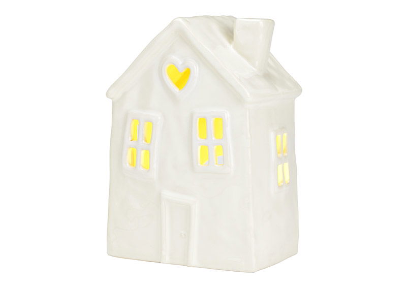 Stoneware wind light house white (W/H/D) 12x18x9cm