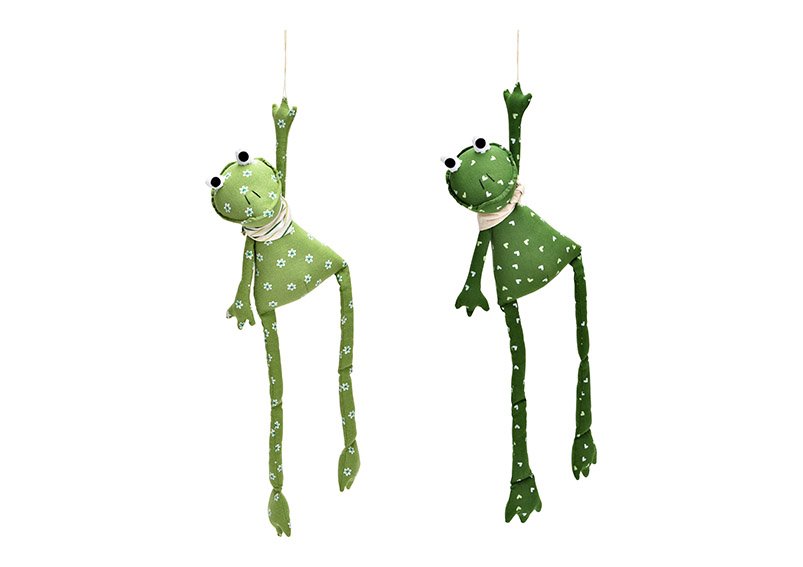 Frosch sitzend aus Textil grün 2-fach, (B/H/T) 17x20x6cm