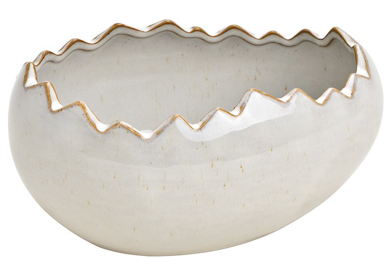 Schale Ei aus Porzellan Grau (B/H/T) 16x7x10cm