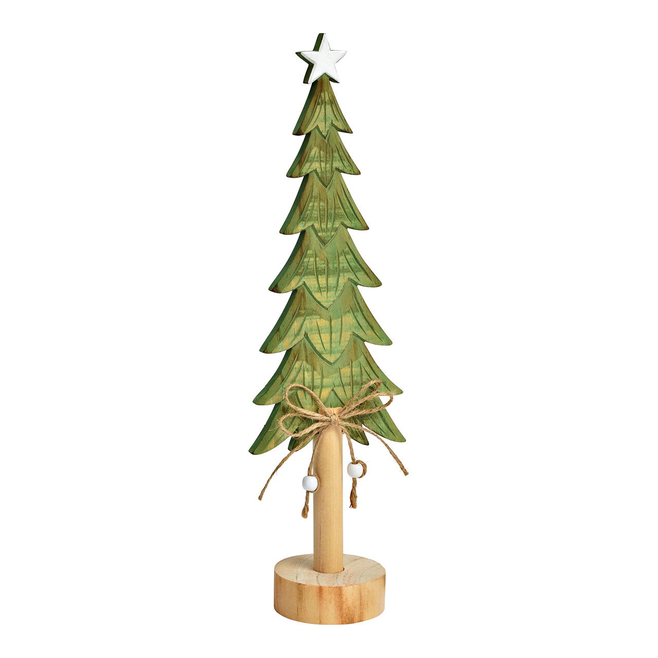 Wooden fir tree, green/natural (W/H/D) 10x35x7cm