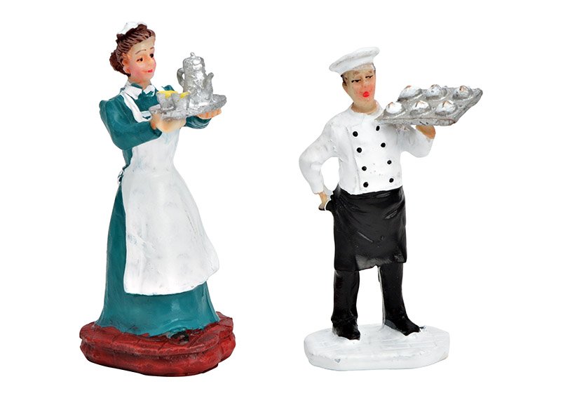 Miniature figure cook from poly colorful 2-fold, (W/H/D) 3x7x3cm
